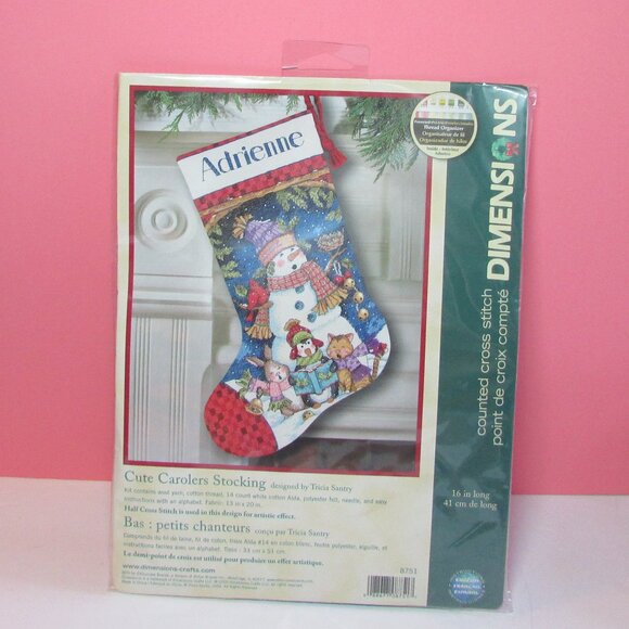 Dimesnions cross stitch Christmas stocking kit Cute Carolers Snowman animals DIY - Picture 1 of 5